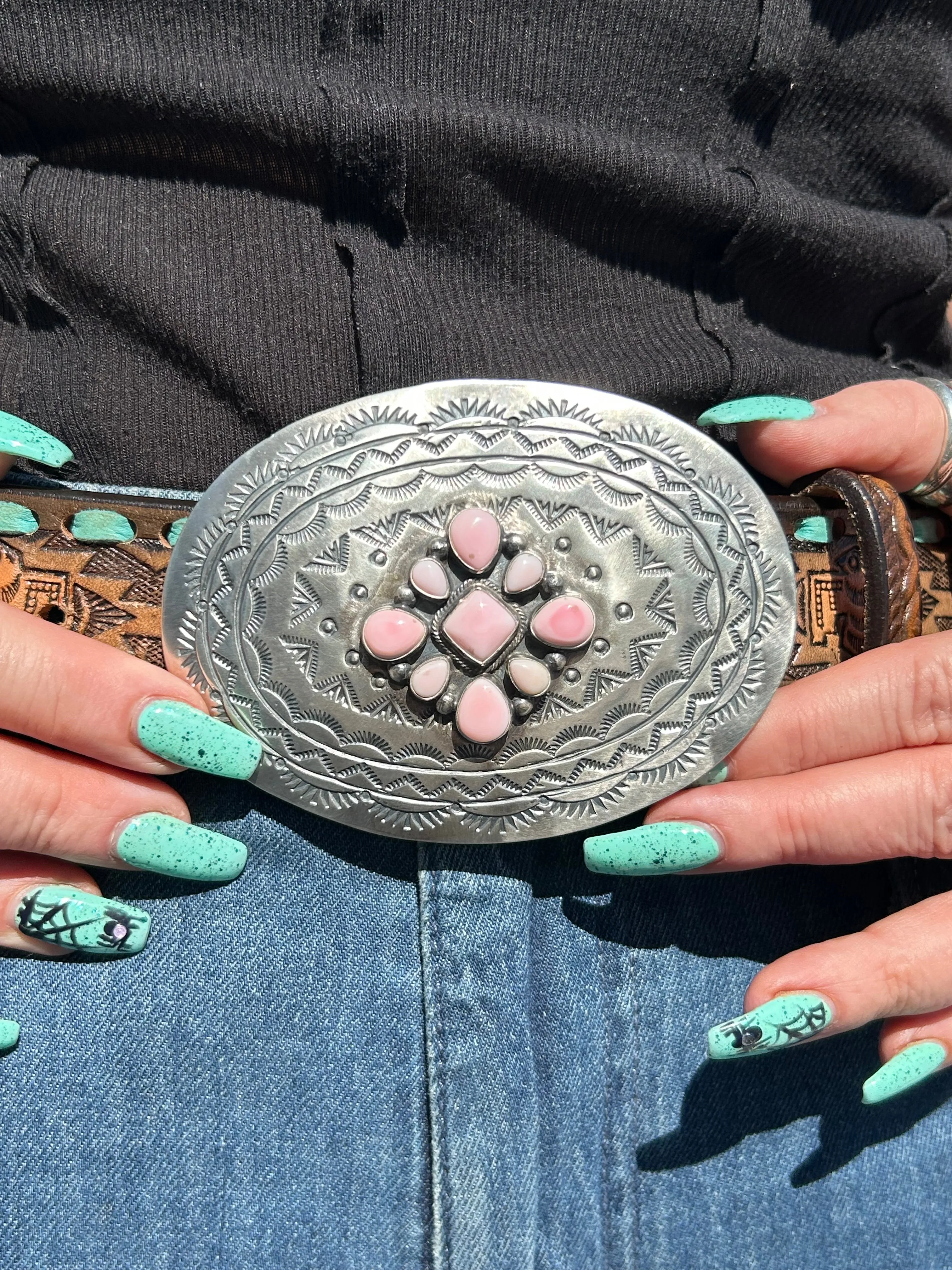 "Cotton Candy" Stamped Belt Buckle