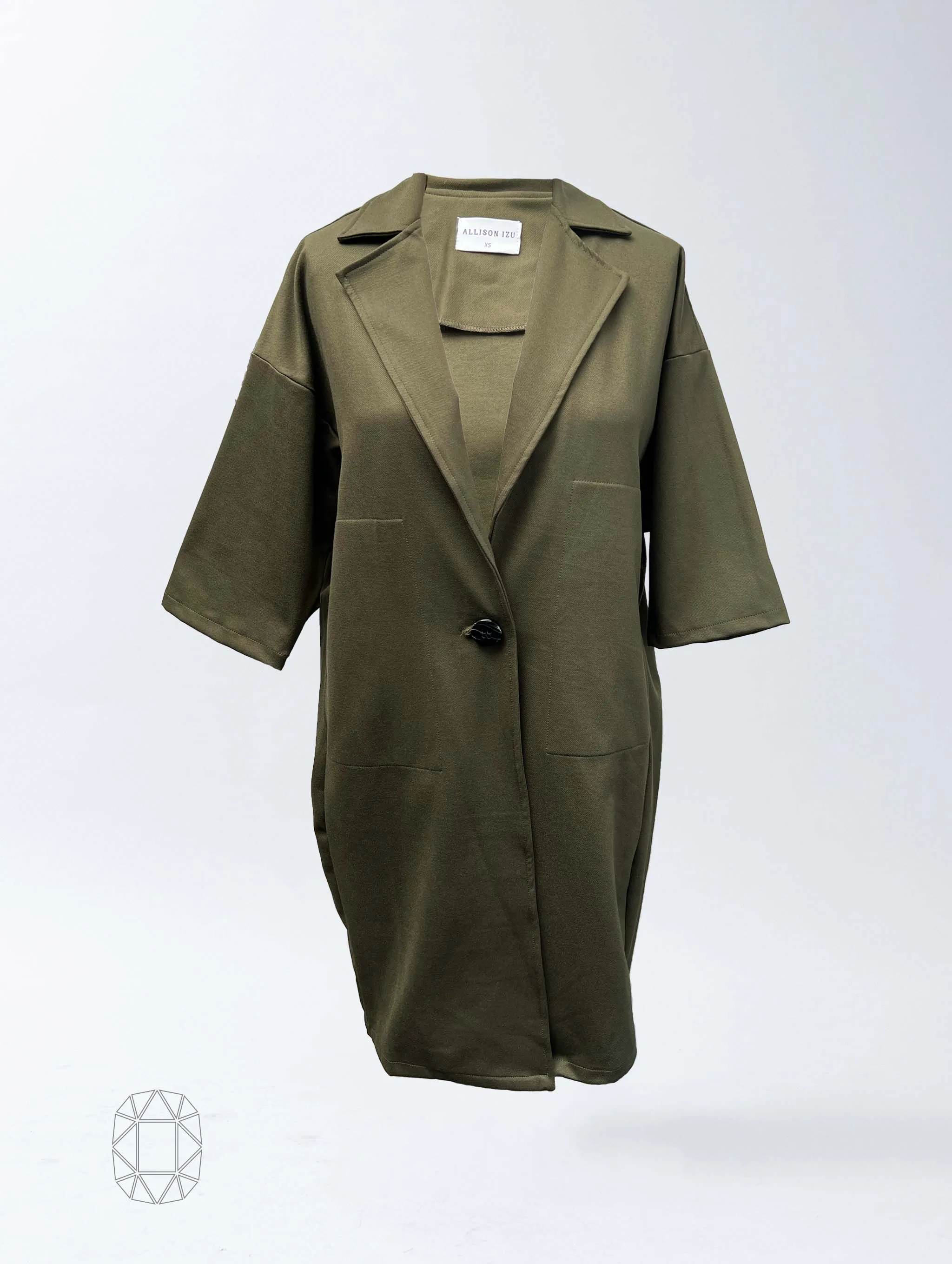 Rachel Coat - Olive Twill Ponte