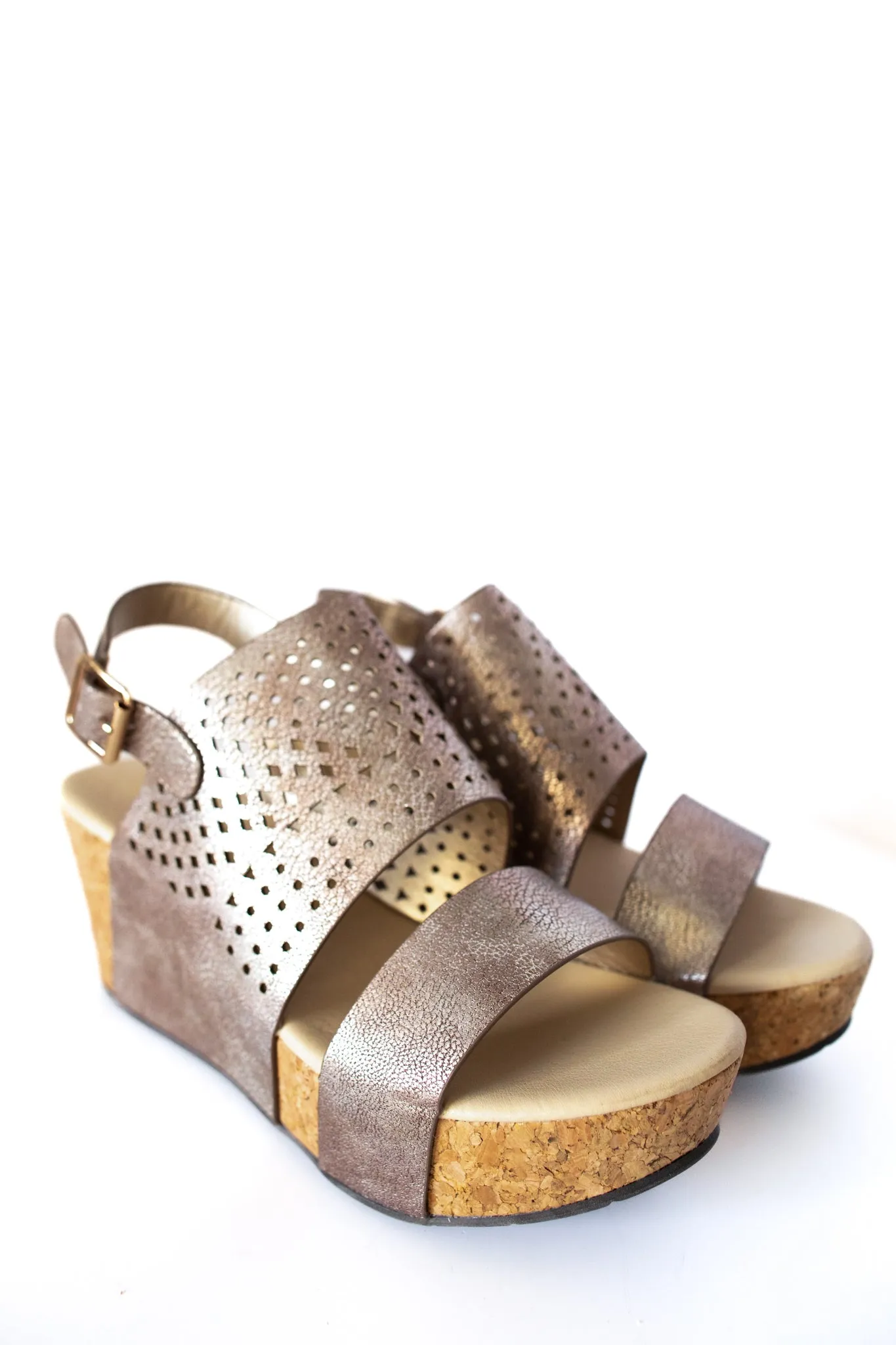 Rayne Cork Wedges in Rose Gold