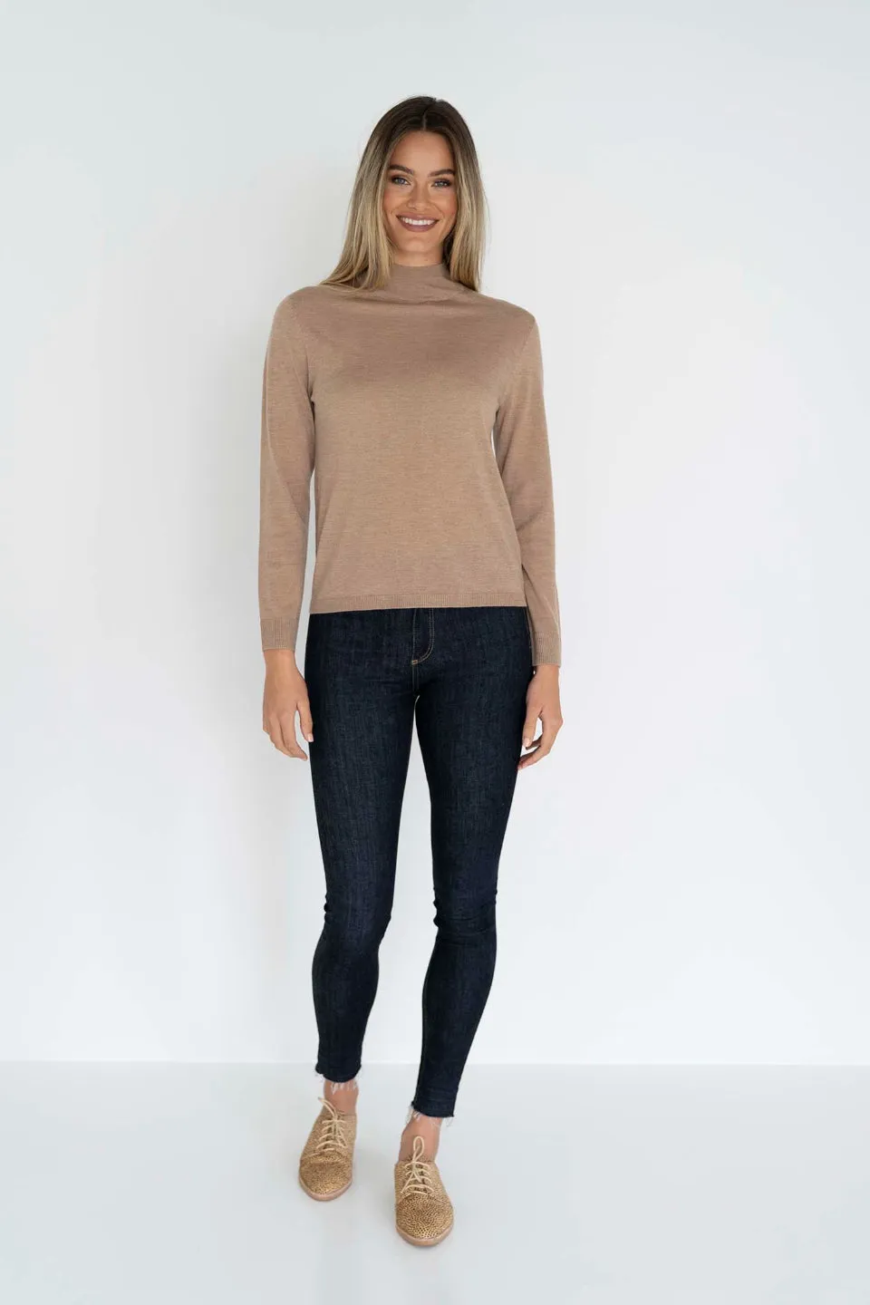 Ruby Super Soft High Neck Latte Jumper