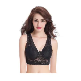 Sexy Women Seamless Lace Bra Full Cup Padded Bra Wirefree Lace Bra