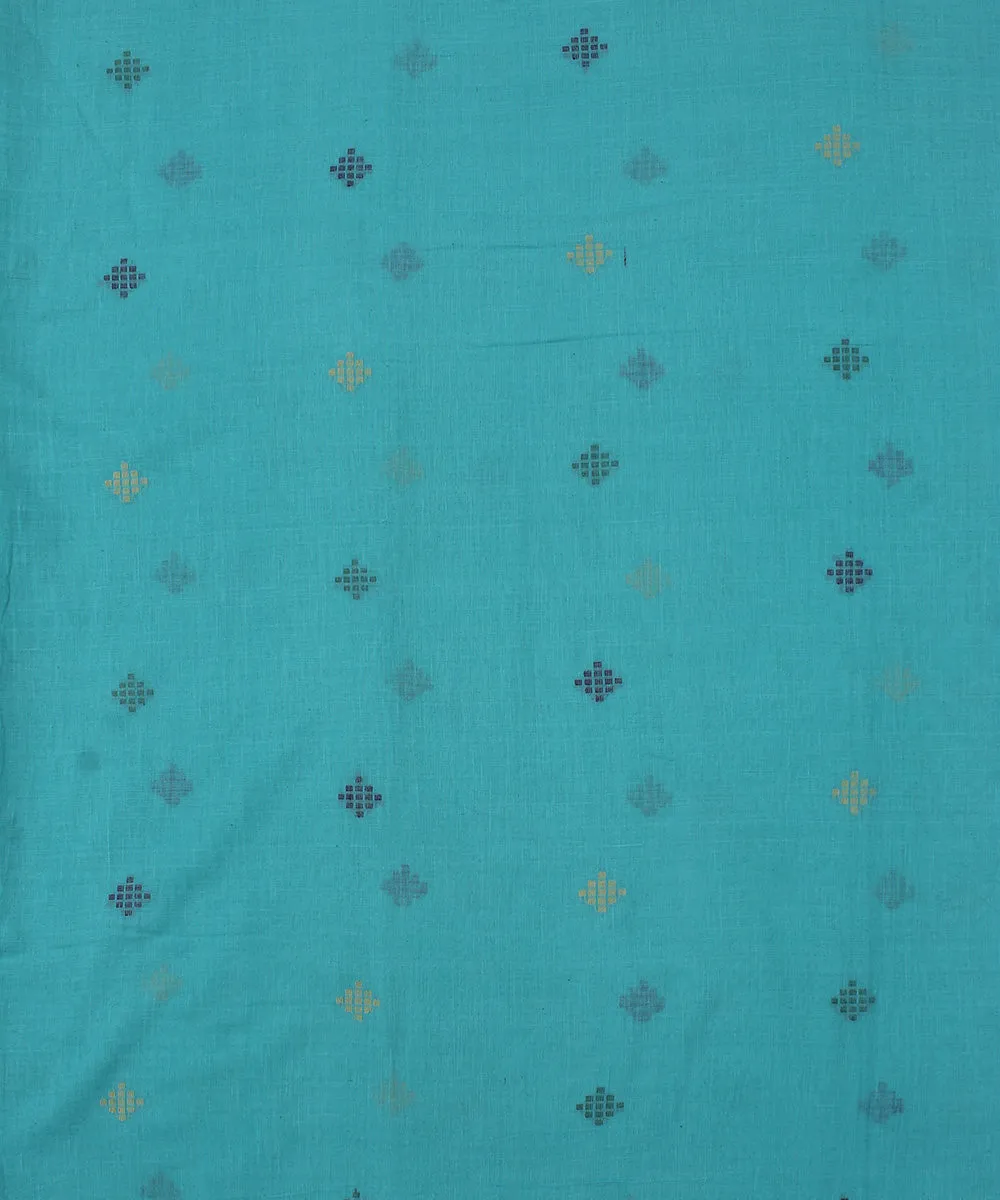 Sky blue handwoven jamdani cotton fabric