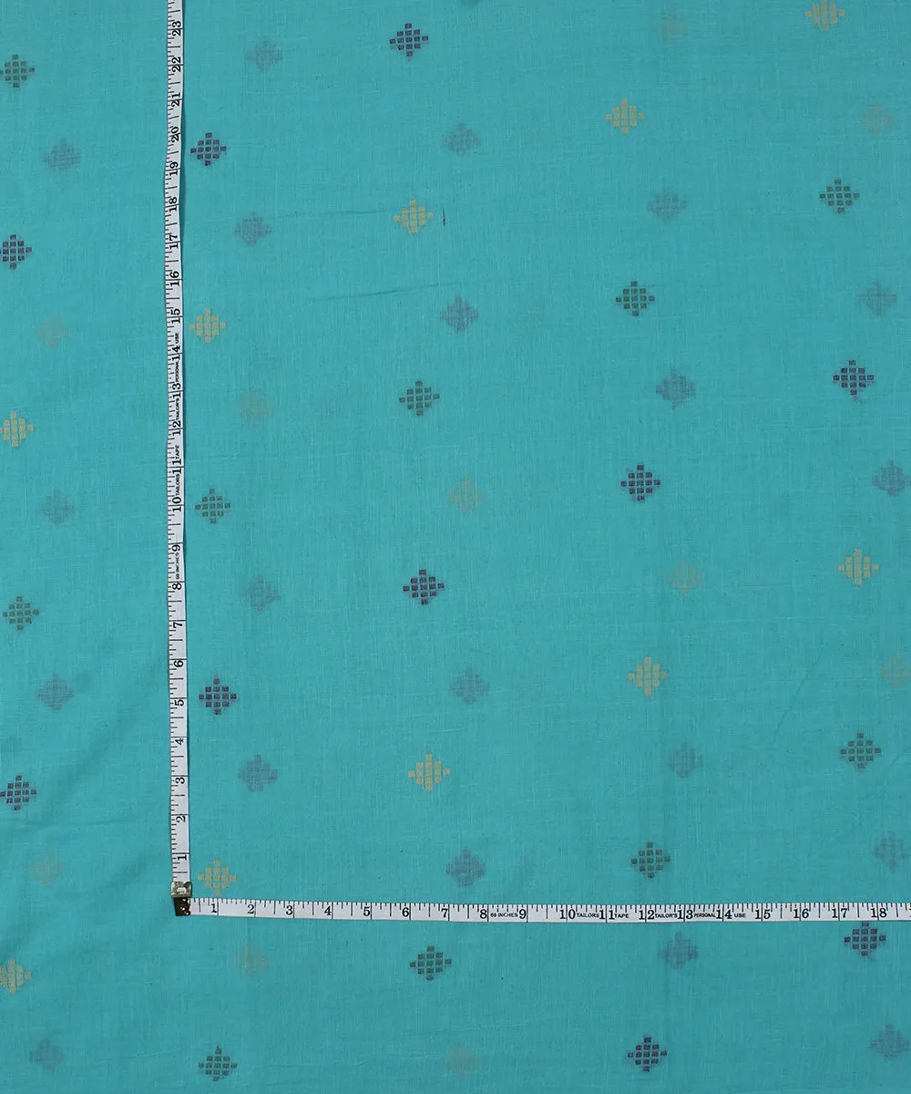 Sky blue handwoven jamdani cotton fabric