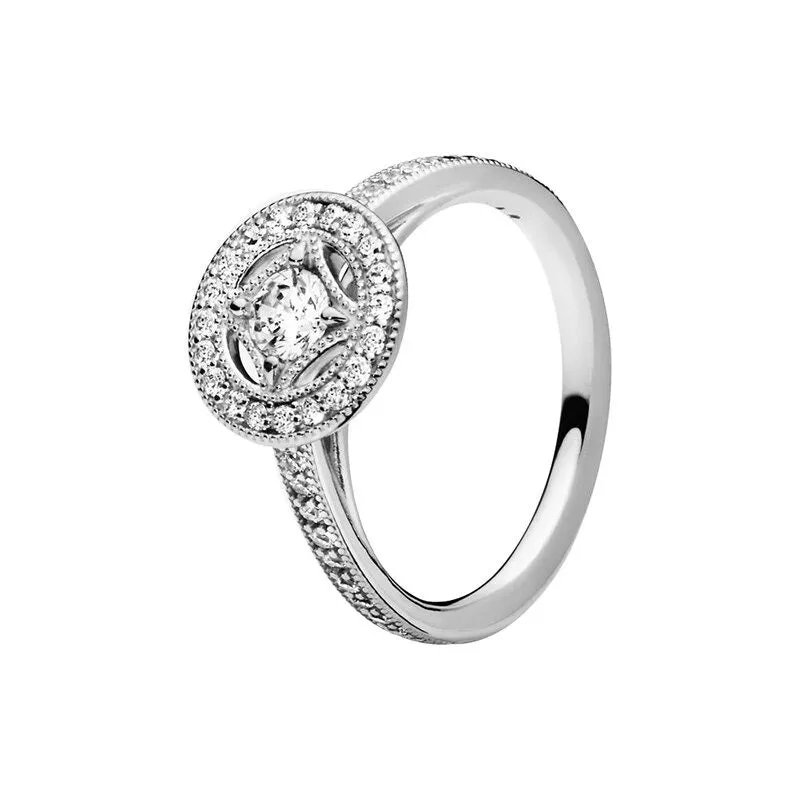 Sterling Silver Clear Zircon Sparkling Wedding Ring For Women