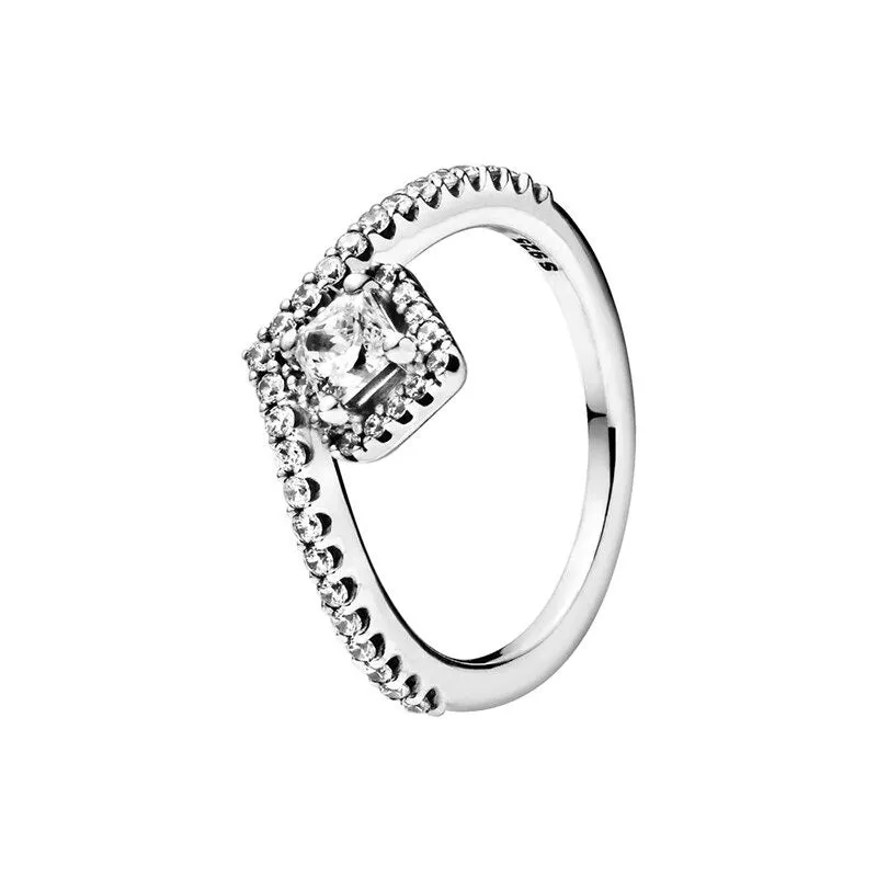 Sterling Silver Clear Zircon Sparkling Wedding Ring For Women