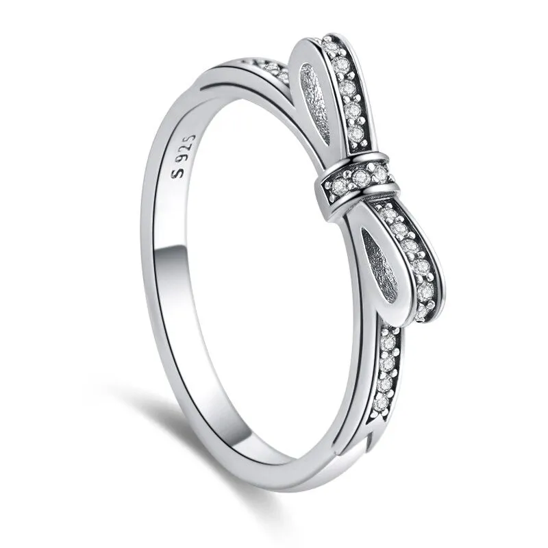 Sterling Silver Clear Zircon Sparkling Wedding Ring For Women