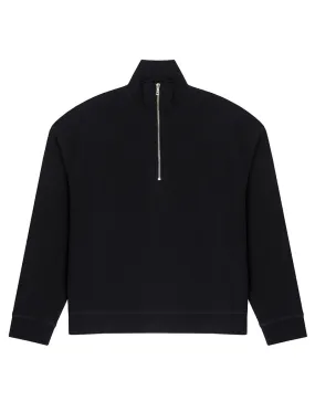 Sunspel Womens Half Zip Loopback Sweatshirt Black