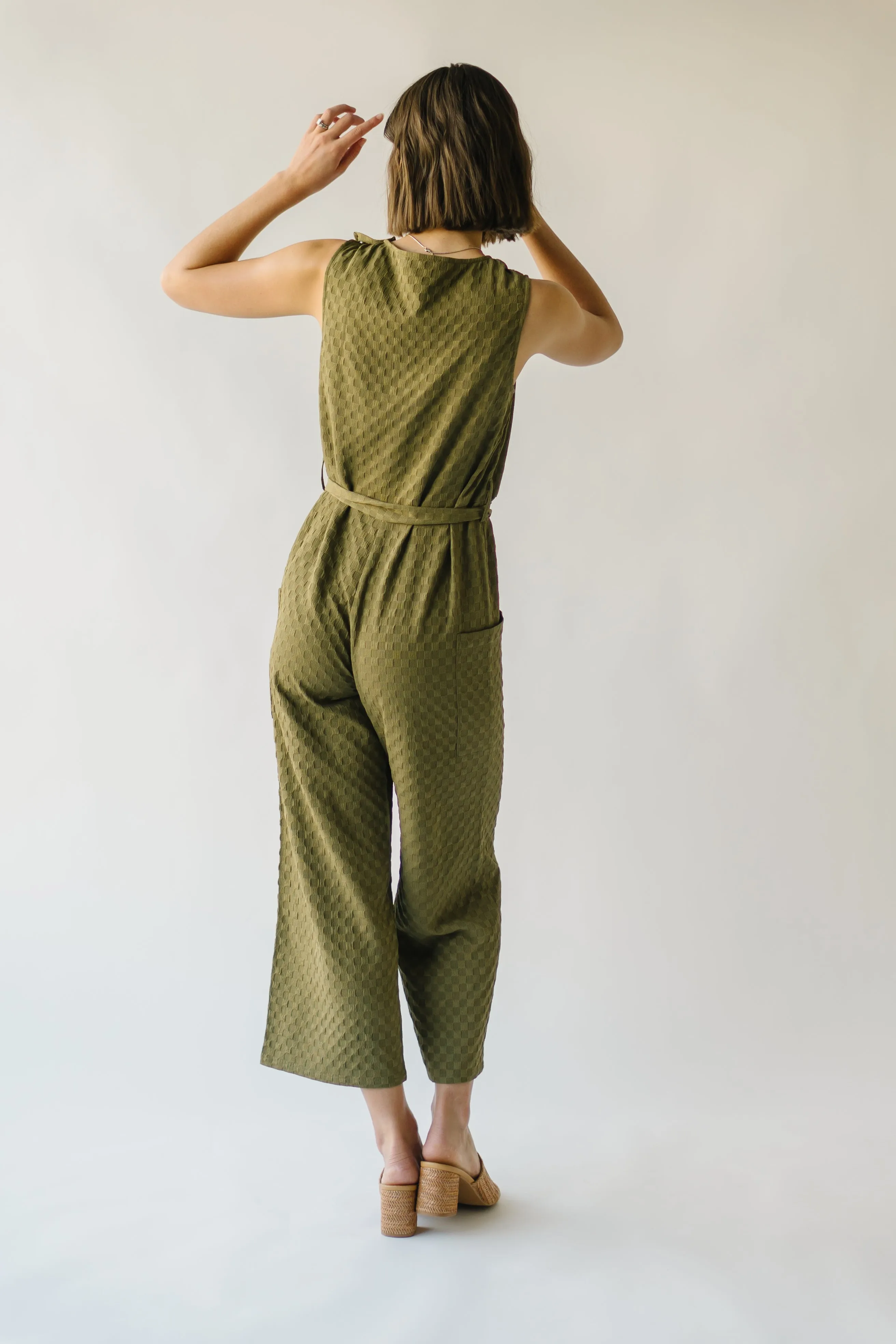 The Belgrade Shoulder Button Jumpsuit in Olive