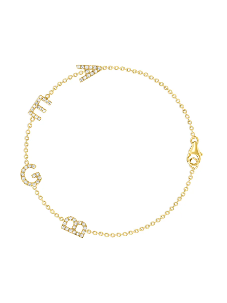 The Diamond Initial Bracelet 14K  - 4 Letters