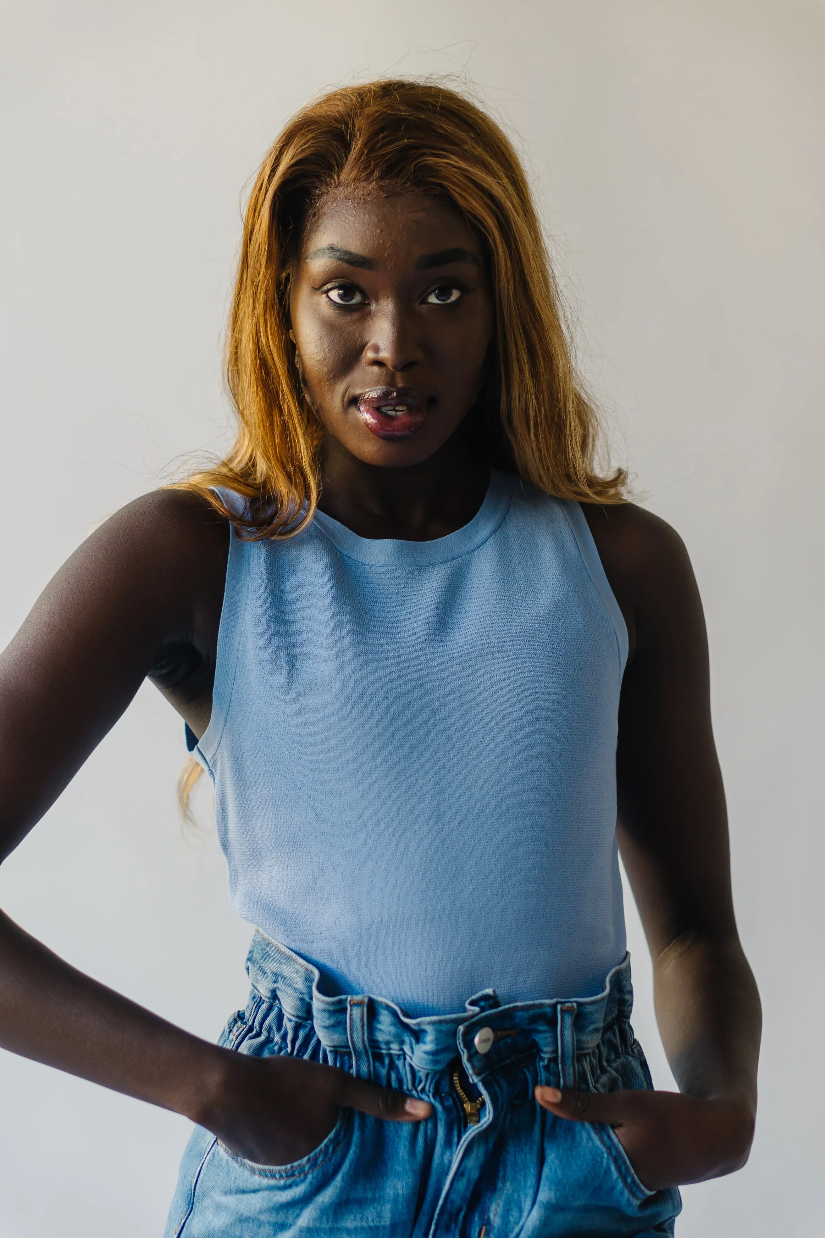 The Rockville Knit Tank in Sky Blue