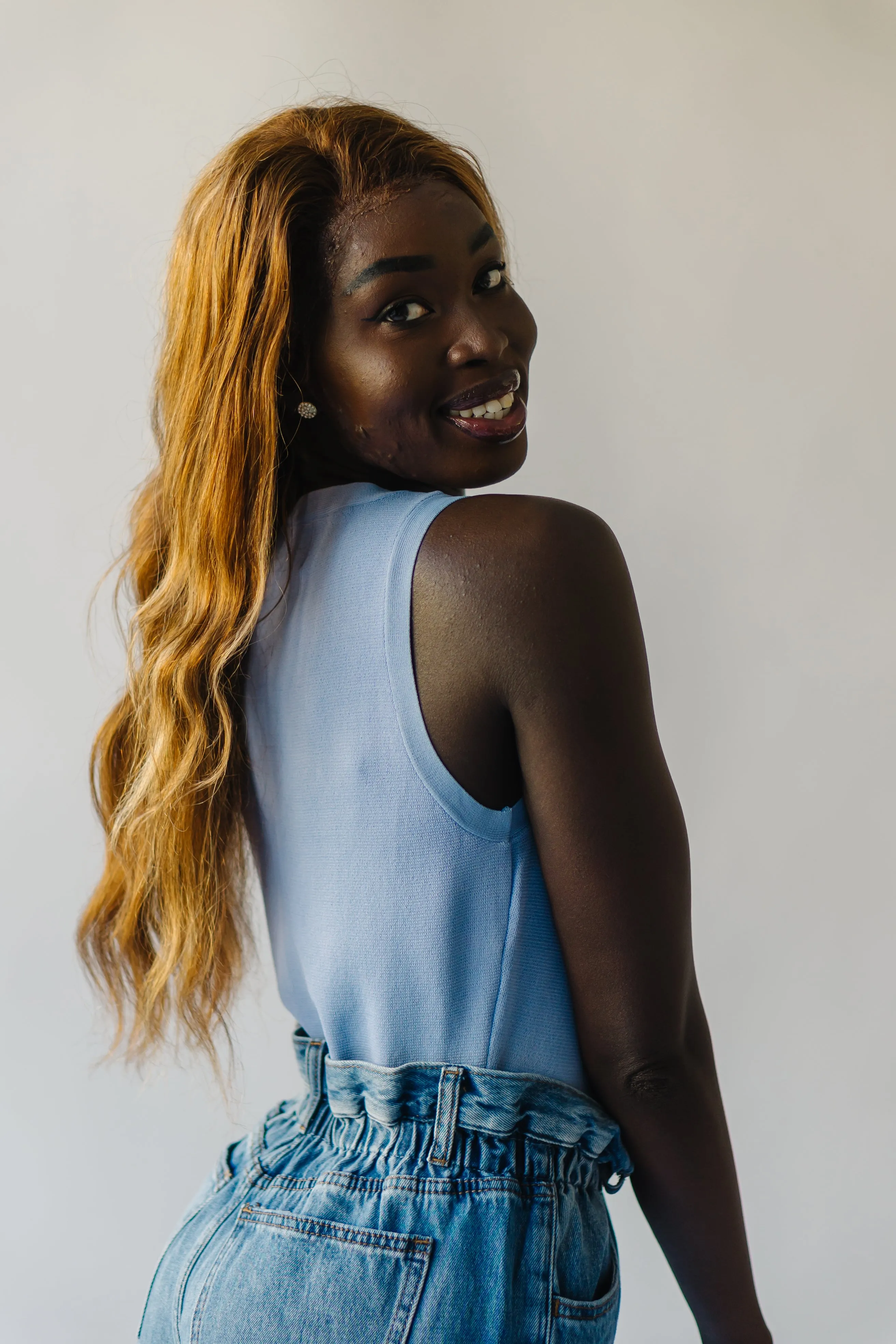 The Rockville Knit Tank in Sky Blue