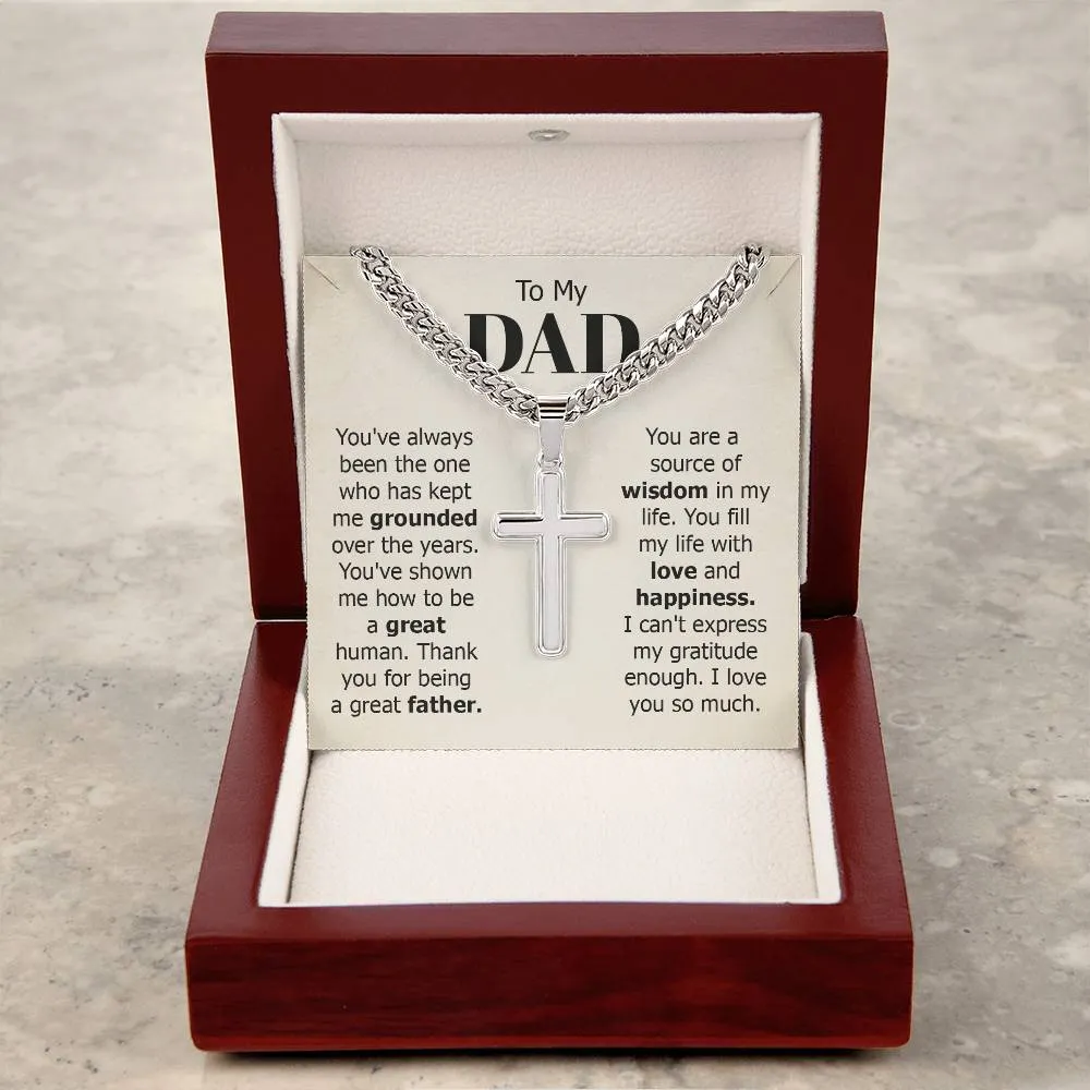 To My Dad Artisan Cross Necklace from Daughter/son, You Are Source of Wisdom in My Life