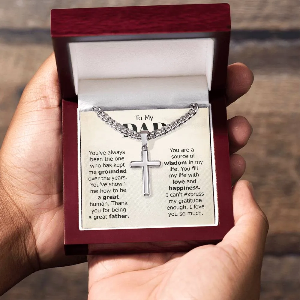 To My Dad Artisan Cross Necklace from Daughter/son, You Are Source of Wisdom in My Life