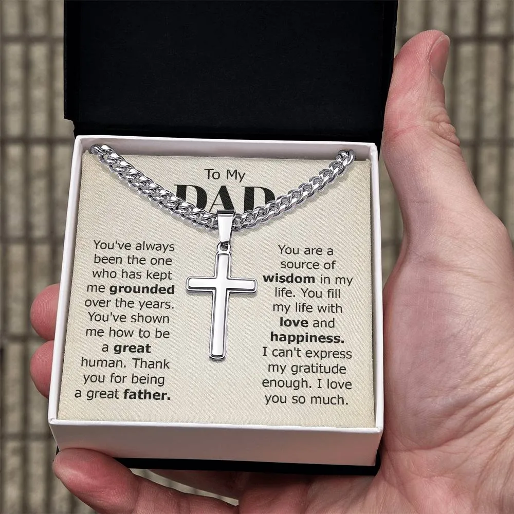 To My Dad Artisan Cross Necklace from Daughter/son, You Are Source of Wisdom in My Life