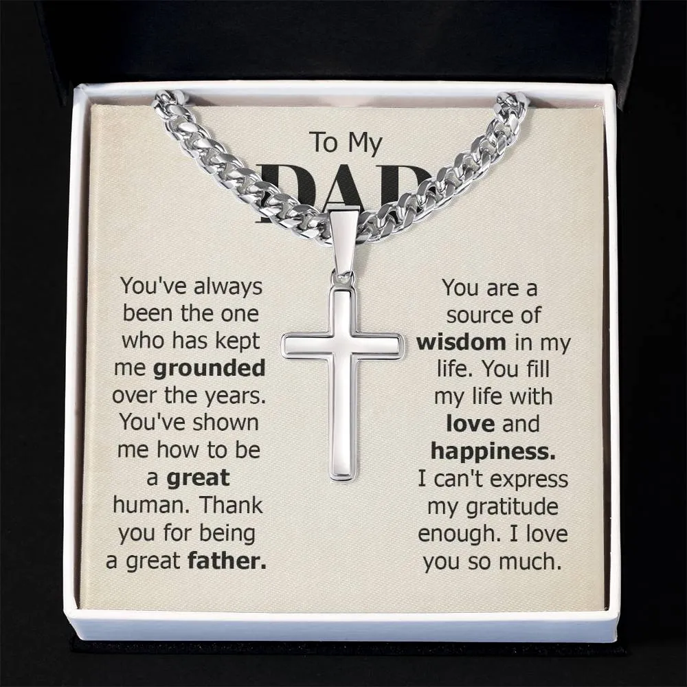 To My Dad Artisan Cross Necklace from Daughter/son, You Are Source of Wisdom in My Life