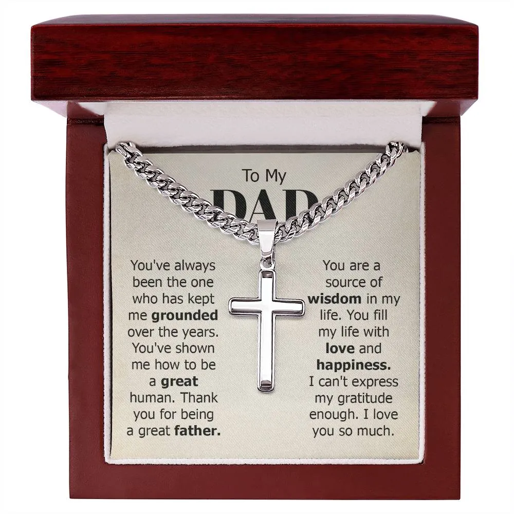 To My Dad Artisan Cross Necklace from Daughter/son, You Are Source of Wisdom in My Life