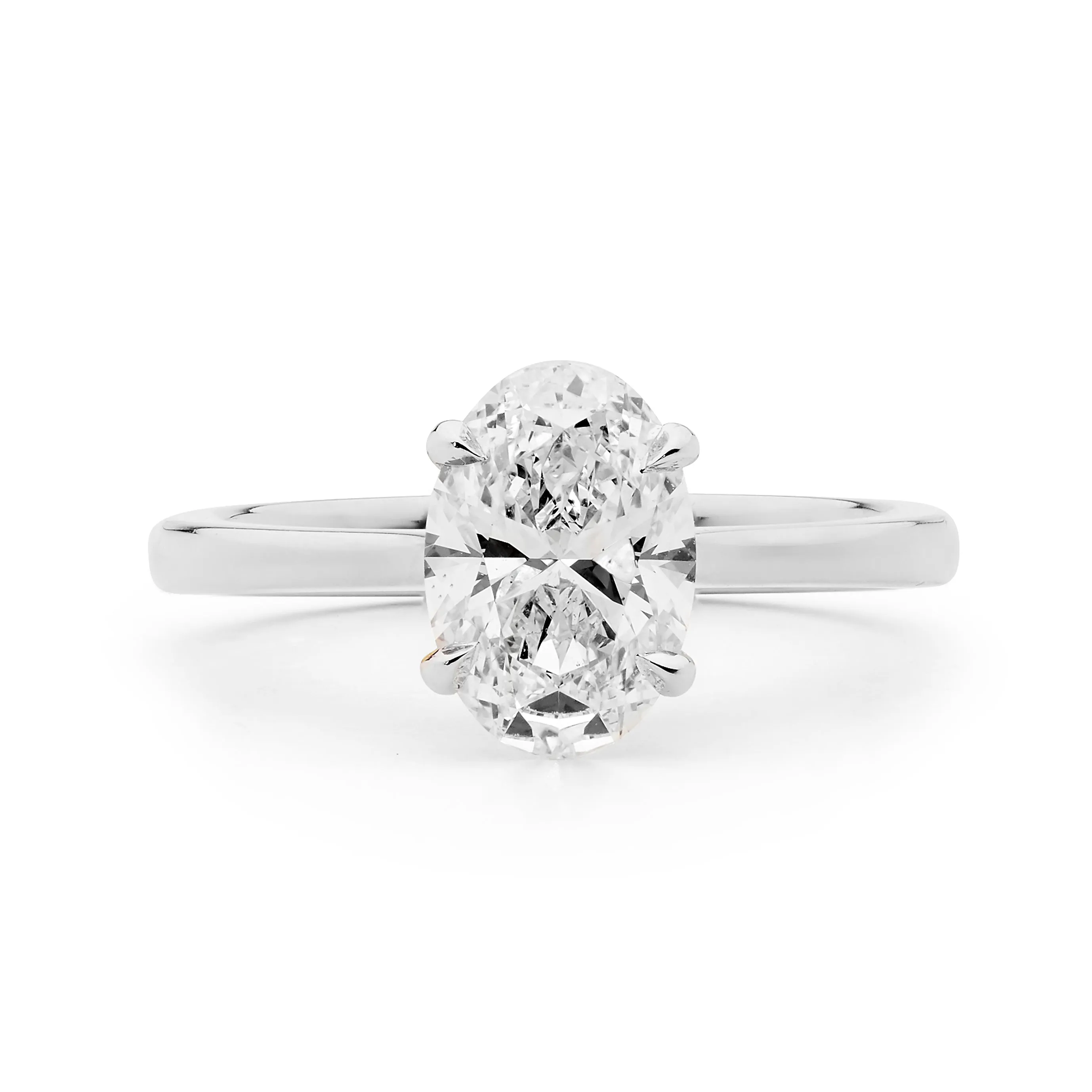 Two Tone Oval Cut Diamond Solitaire Ring