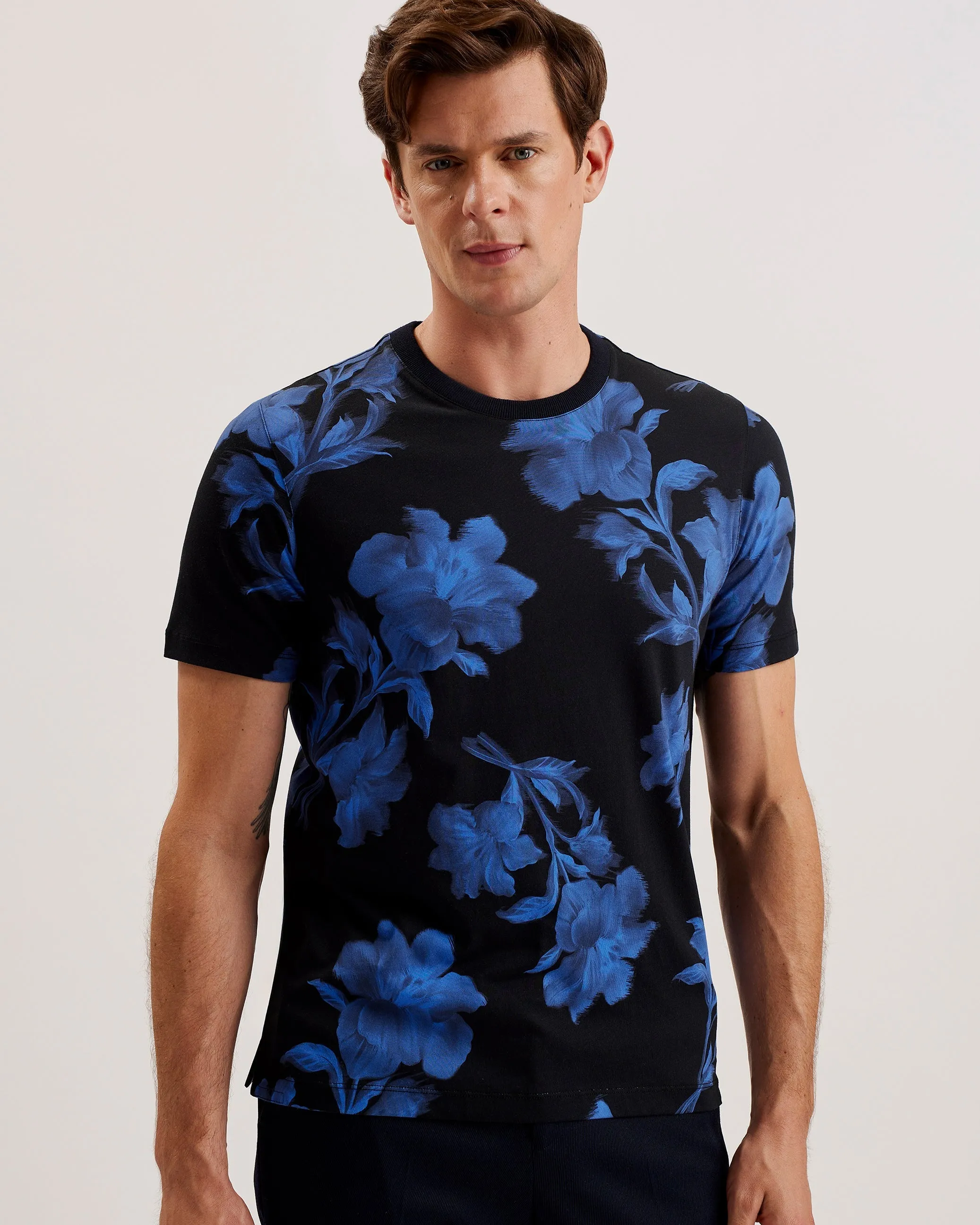 Vendis Ss Regular Fit Floral Printed T-Shirt Navy