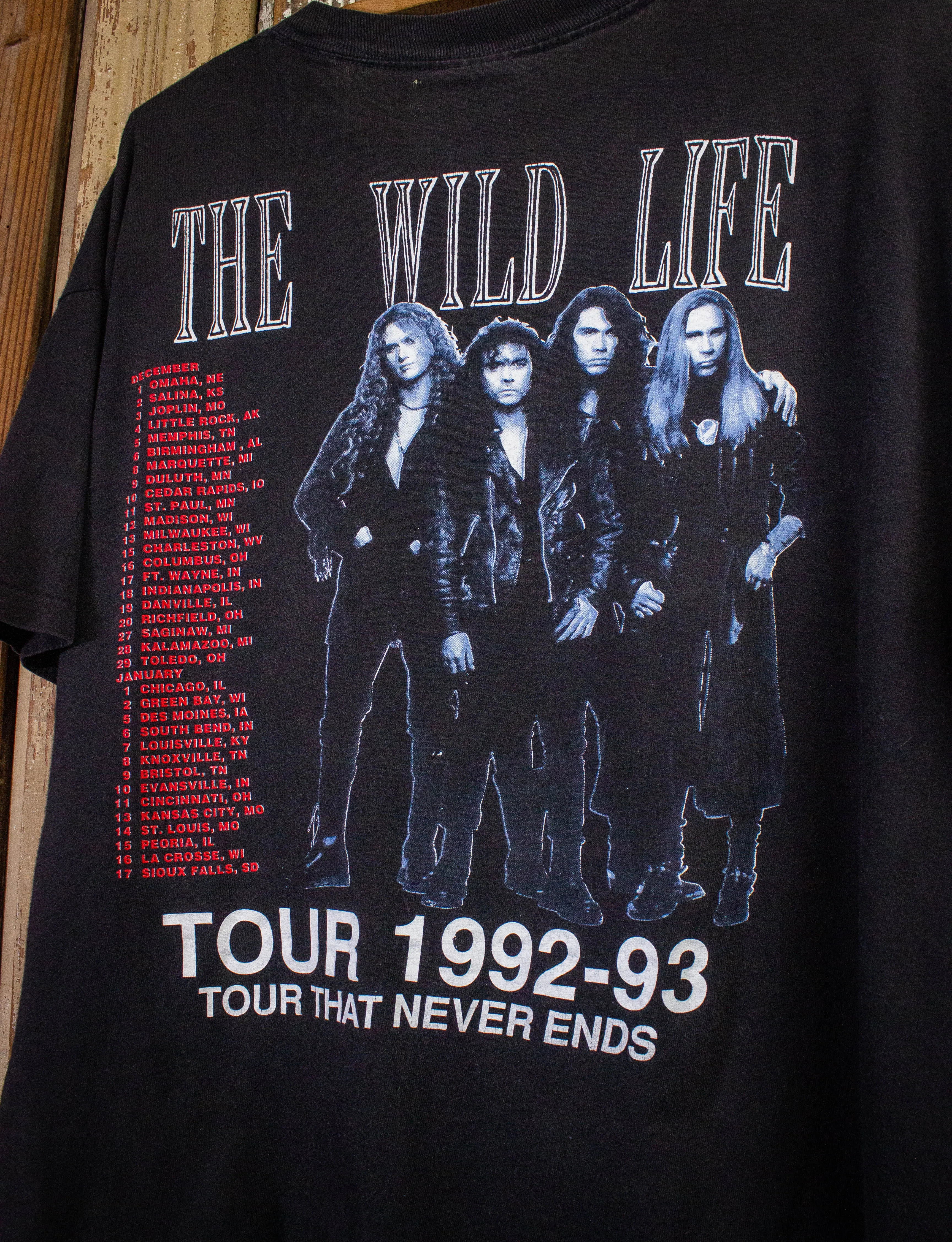 Vintage Slaughter The Wild Life Tour Concert T Shirt 1992-93 Black XL