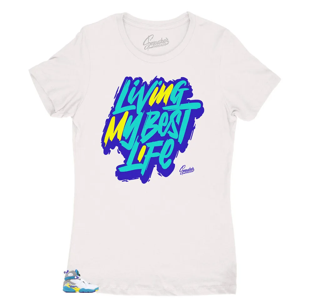 Women's White Aqua 8 Shirt - Livin life - White