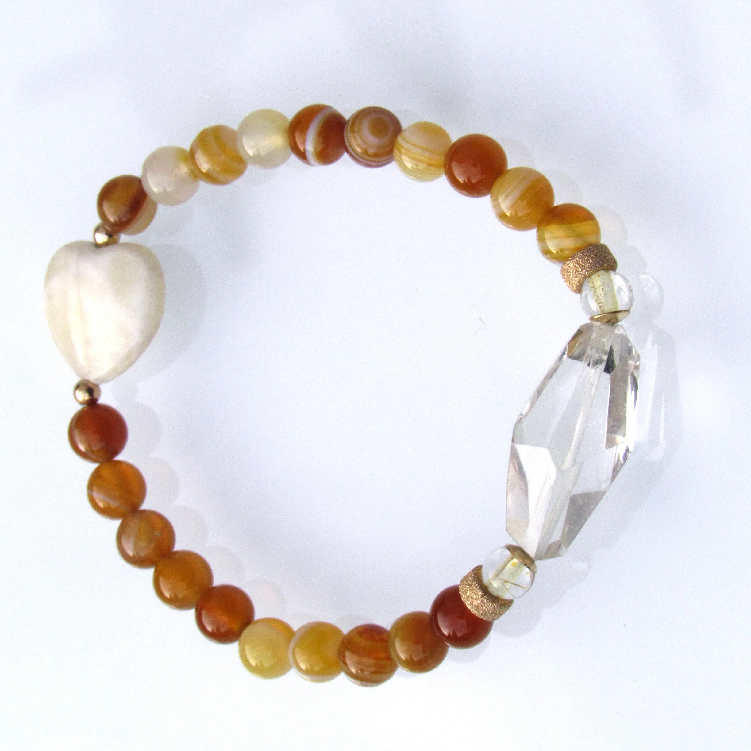 Yellow agates, Lemmon Quartz, yellow Topaz gemstone Heart Bracelet